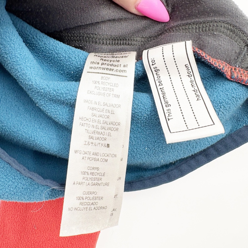 Patagonia Kids Red Blue Micro D Snap-T Gorpcore Hooded Fleece Jacket Size S 7/8 - Picture 5 of 7